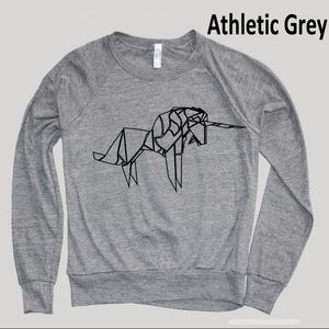 Unicorn Origami Graphic Print Raglan Sweater SML
